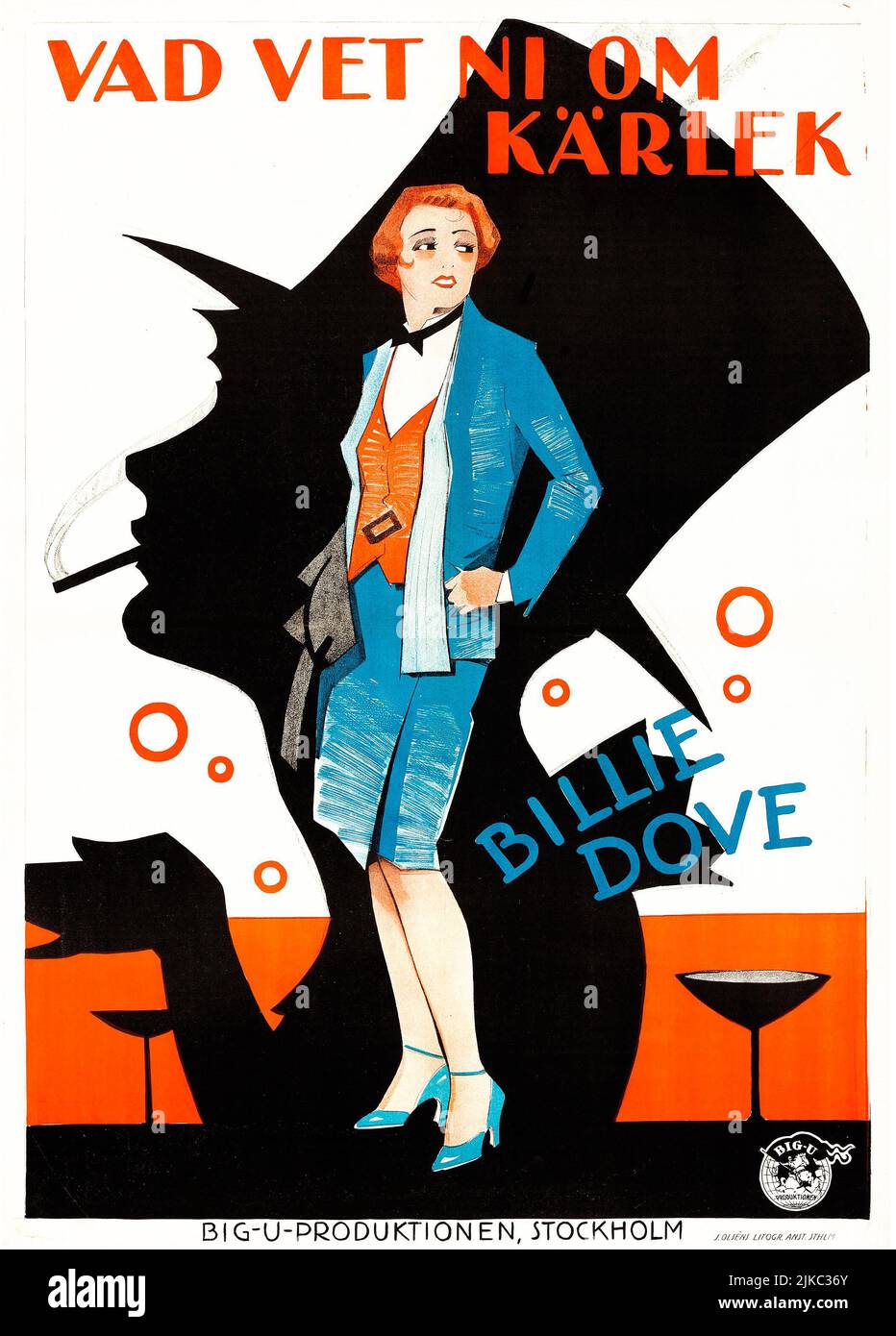 Sensation Seekers (Big-U, 1927). Swedish movie poster 'Vad vet ni om karlek'. Billie Dove. Stock Photo
