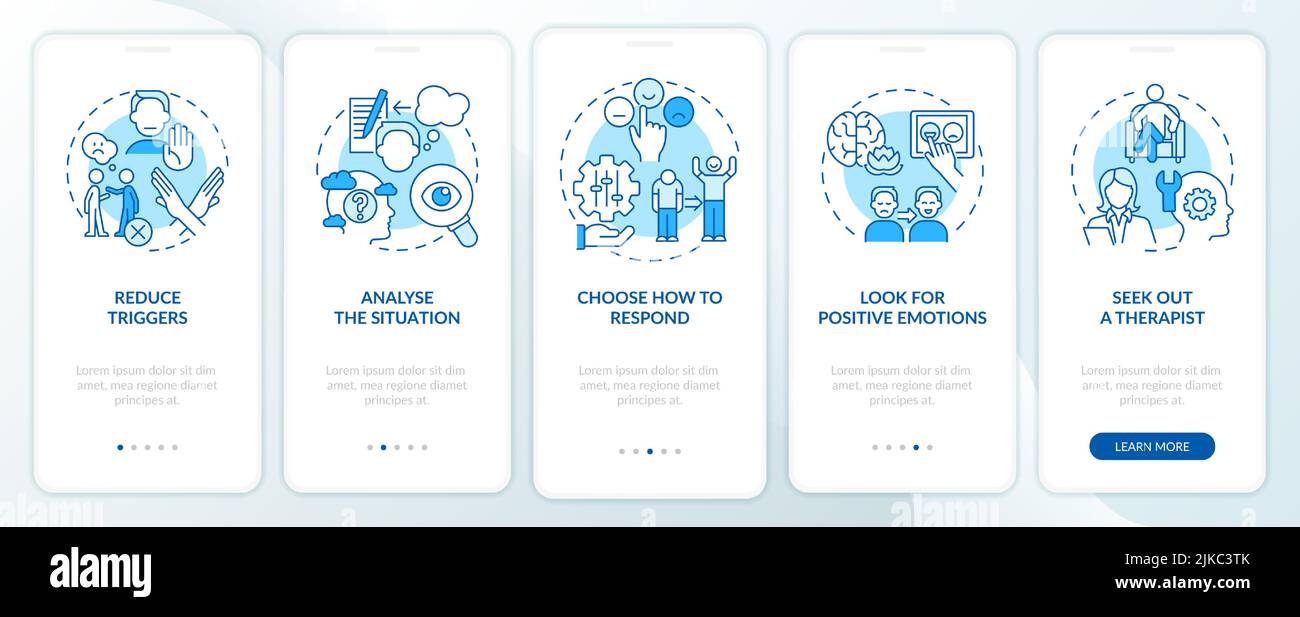Strategies for emotional regulation blue onboarding mobile app screen ...