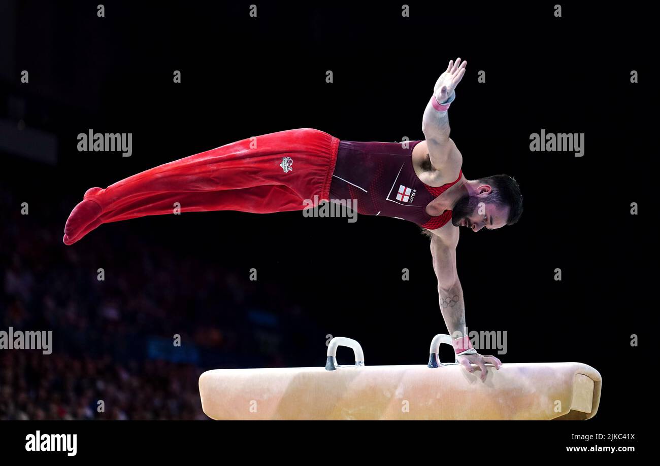 England's James Hall competes in the Men's Pommel Horse Final at Arena