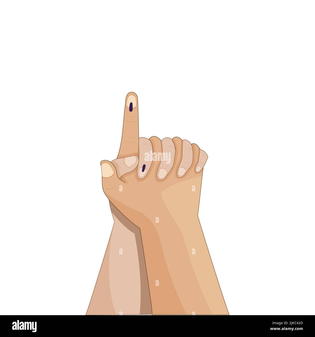 Two Folded Human Hands With Voting Sign On White Background. Stock Vector