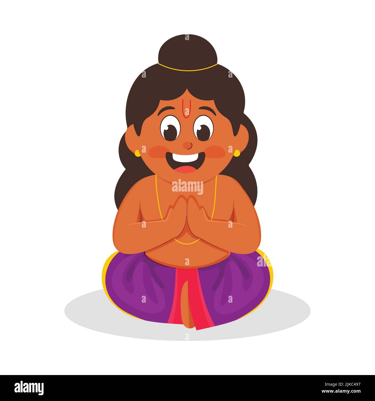 Illustration Of Cheerful Boy Wearing Sadhu (Sage) Costume In Sitting Pose. Stock Vector