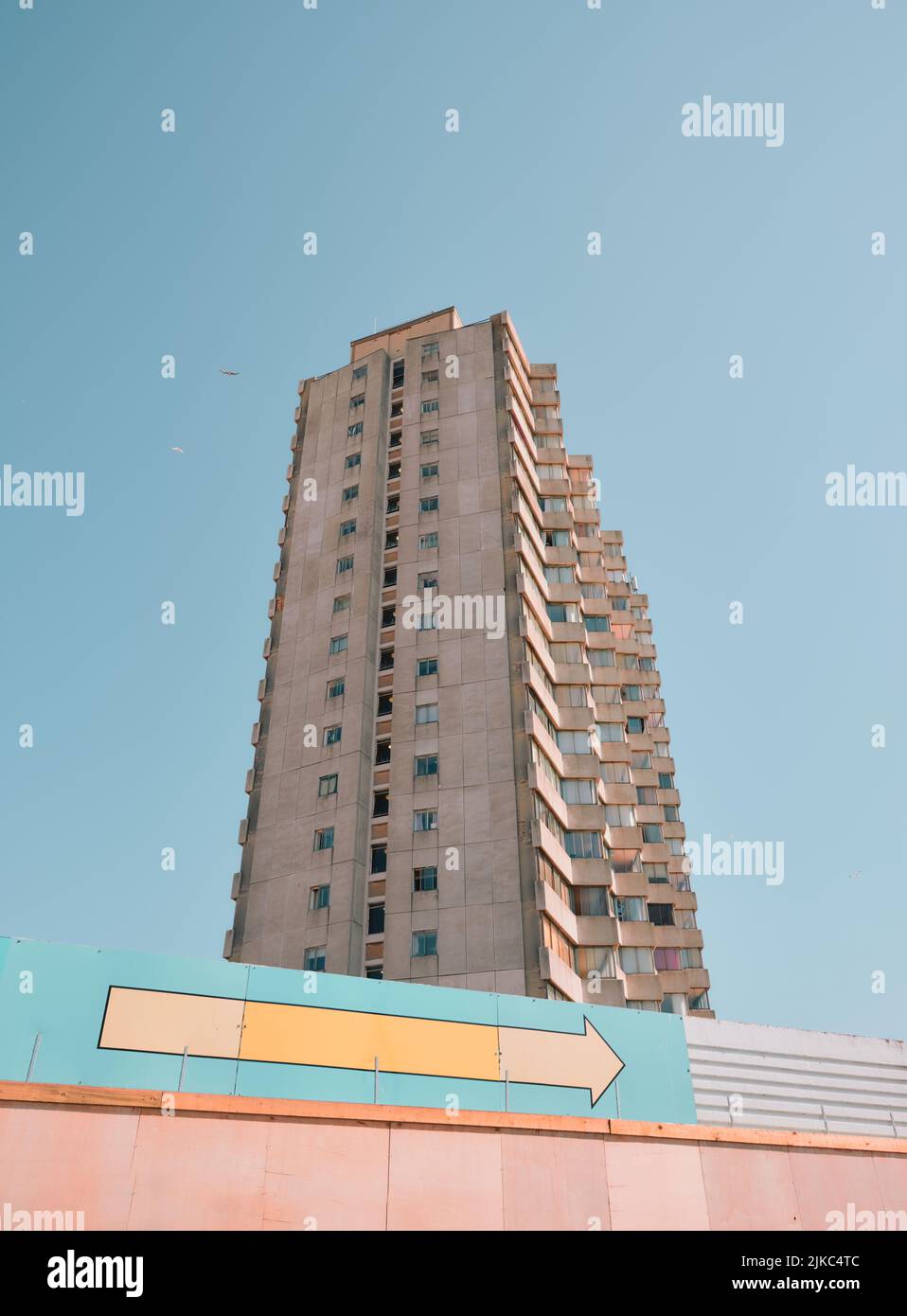 This Way Home - Arlington House tower block a 58-metre high 18 storey residential apartment block, Margate Kent, England UK - brutalist architecture Stock Photo