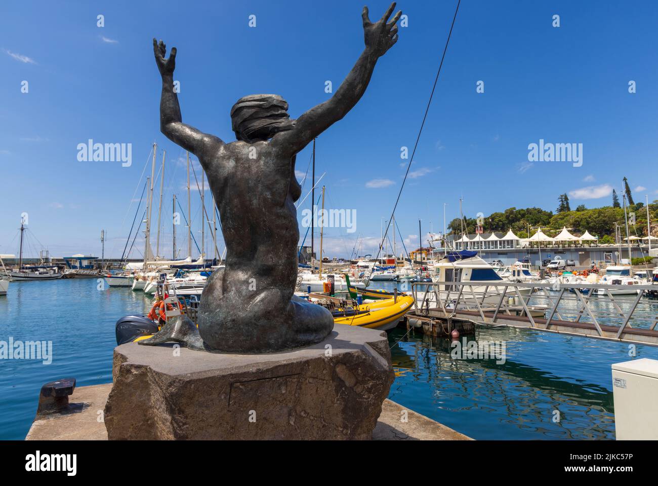 Mermaid statue, Funchal harbour, Madeira Stock Photo