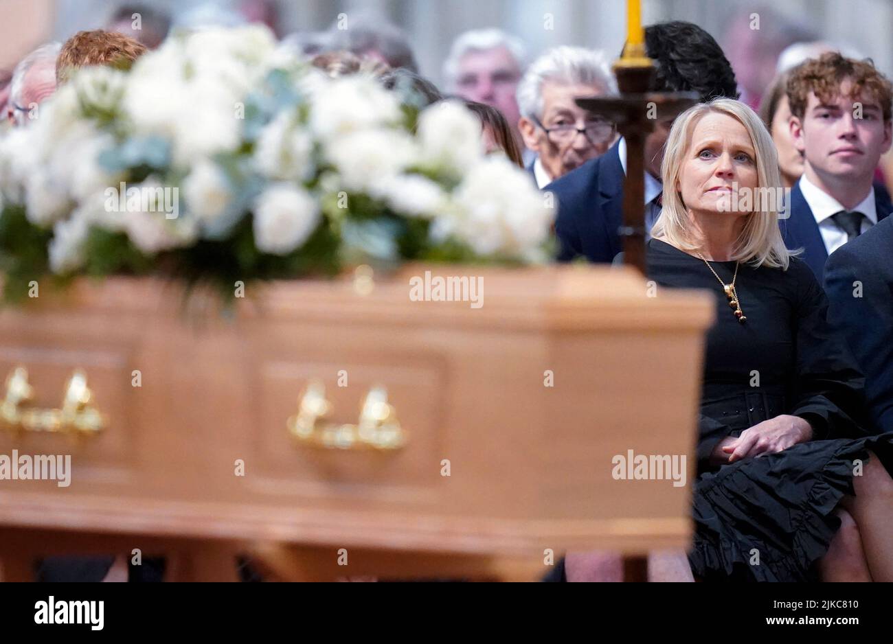 Harry Gration's widow Helen Chene at a service of thanksgiving for the BBC presenter at York Minster in York. Picture date: Monday August 1, 2022. Stock Photo