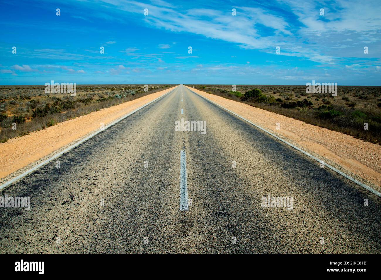 Eyre Highway - Nullarbor National Park - South Australia Stock Photo