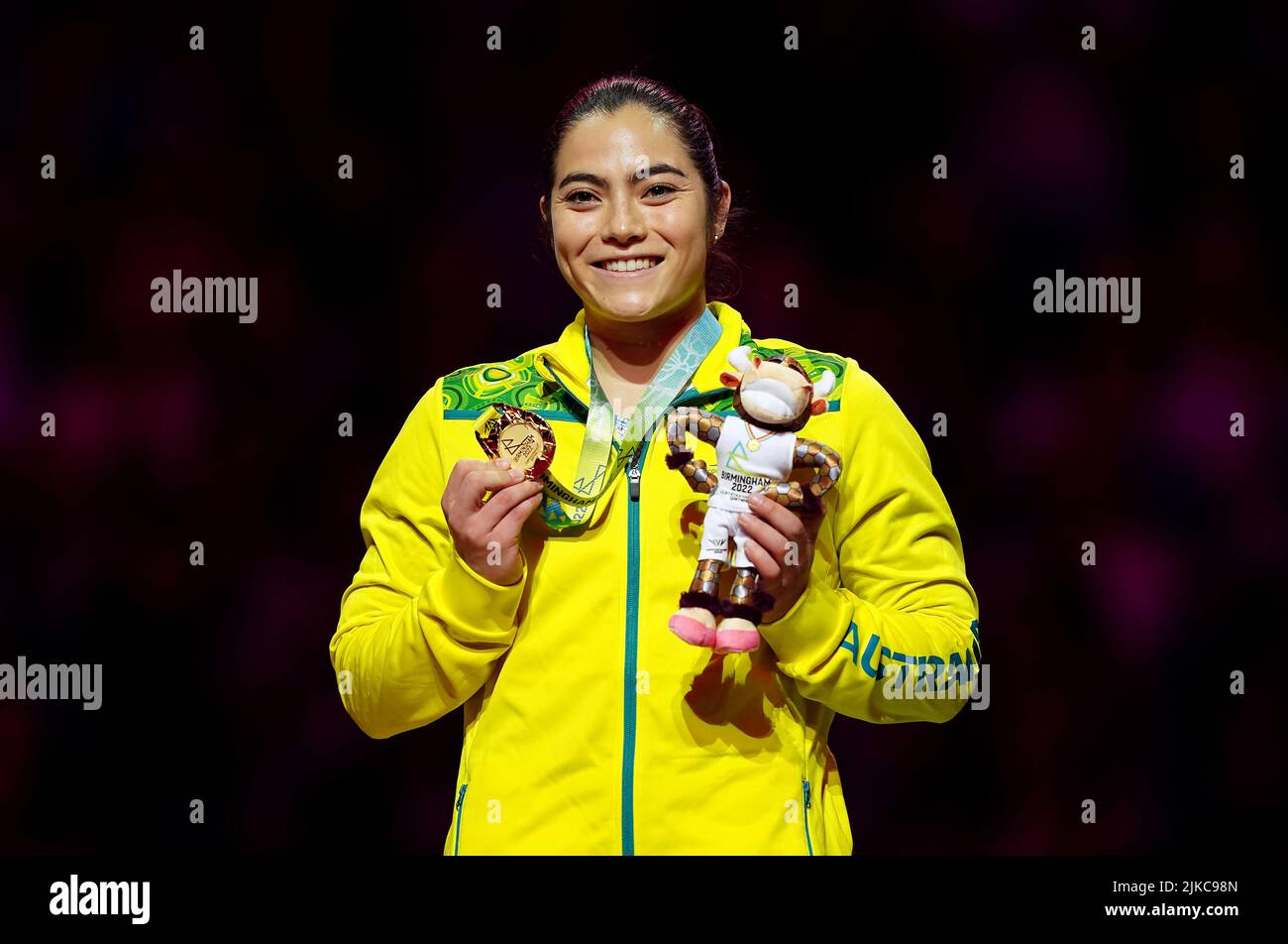 Australia’s Godwin receives her gold medal for the Women's
