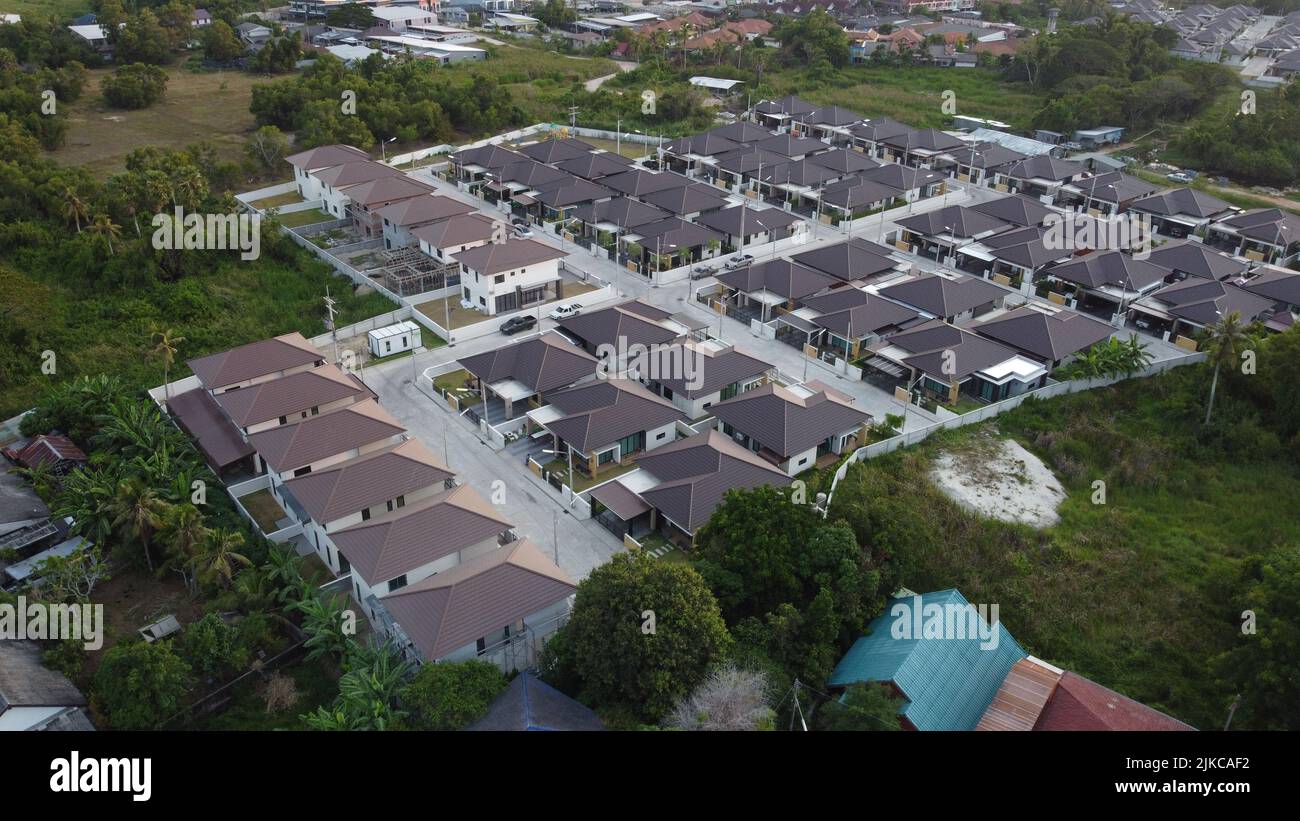 A high angle of a district with houses Stock Photo - Alamy