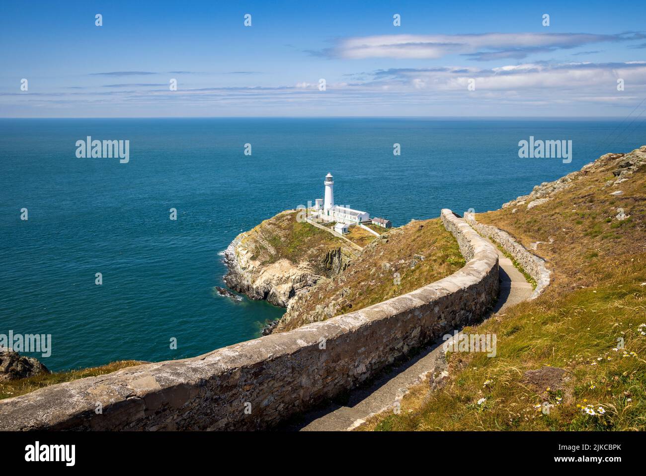 The path leading to South Stacks Lighthouse, Holy Island, Anglesey, North Wales Stock Photo