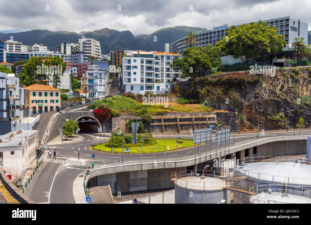 View towards Rotunda do Porto from Forte São José, Madeira, Portugal Stock Photo