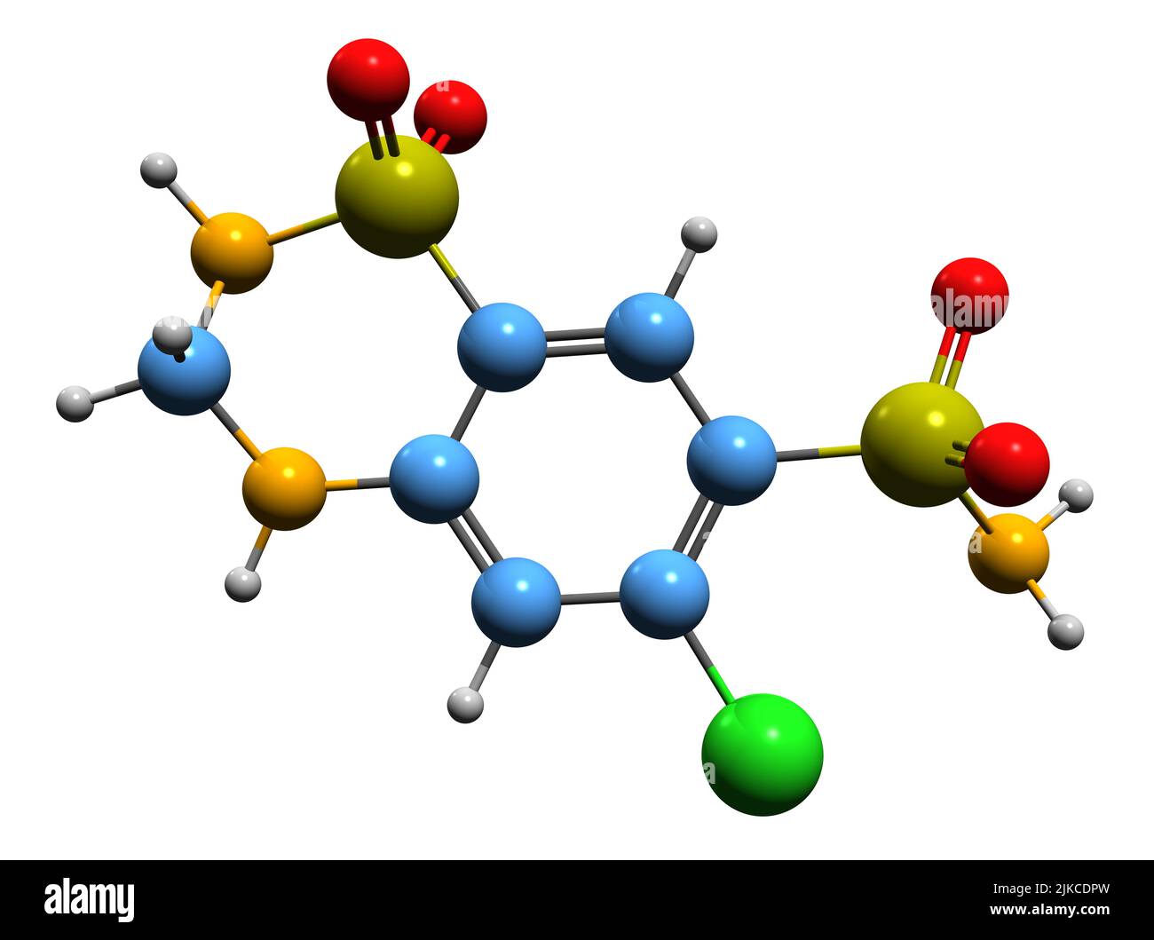 3D image of Hydrochlorothiazide skeletal formula molecular chemical