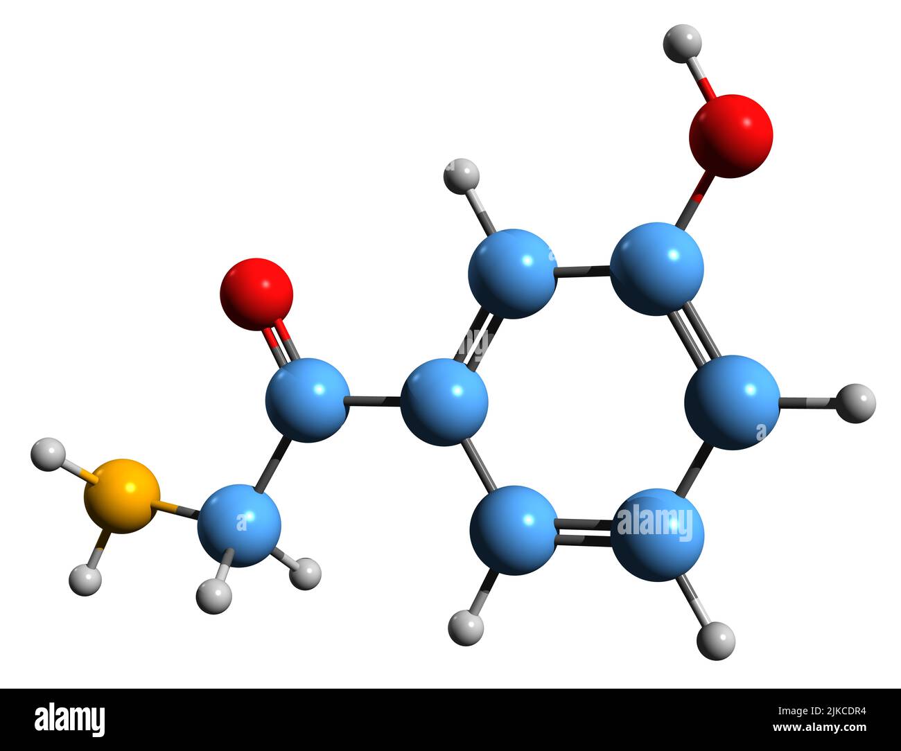 3D image of Norfenefrine skeletal formula - molecular chemical structure of adrenergic agent isolated on white background Stock Photo