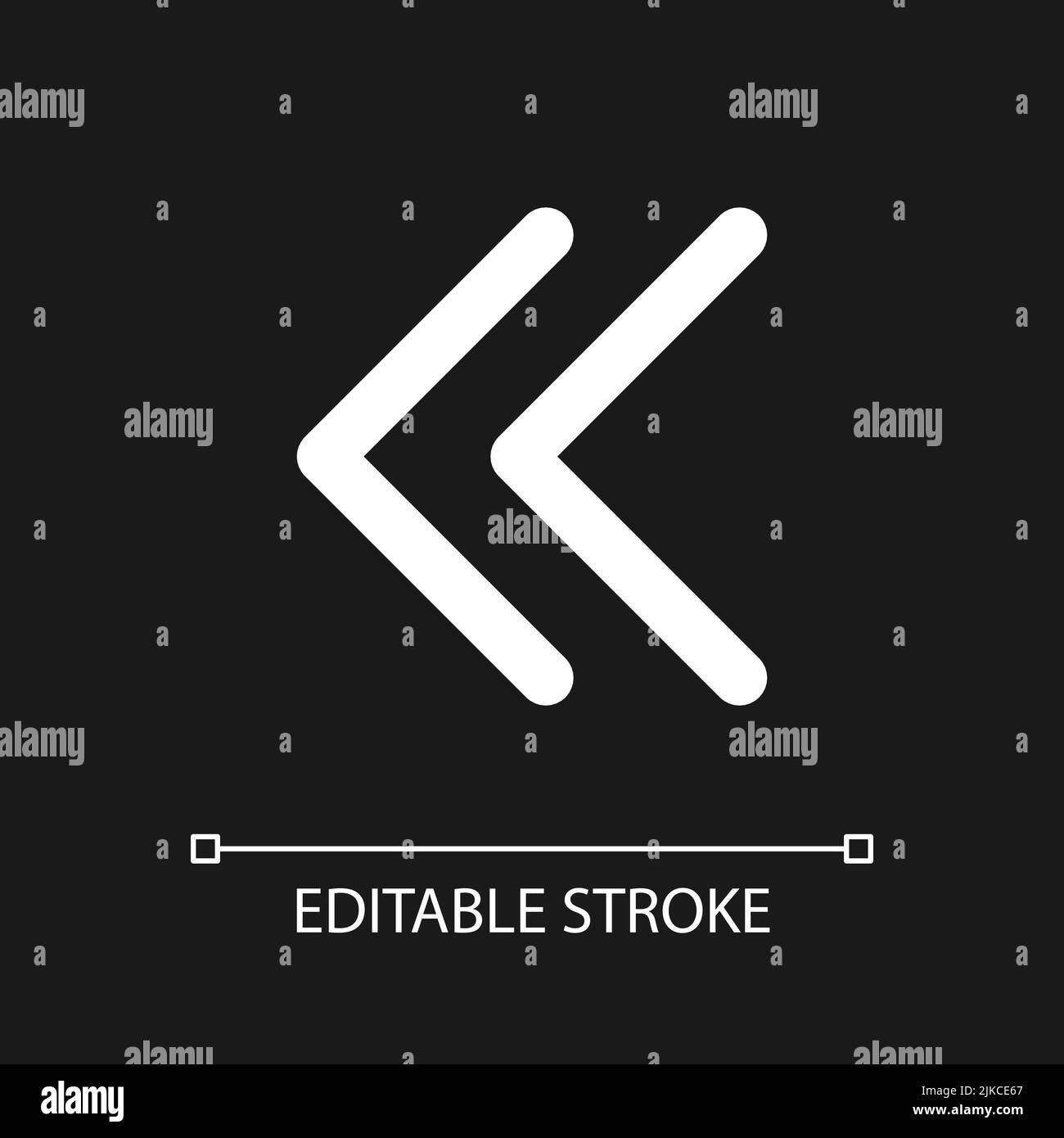 Left double arrow pixel perfect white linear ui icon for dark theme ...