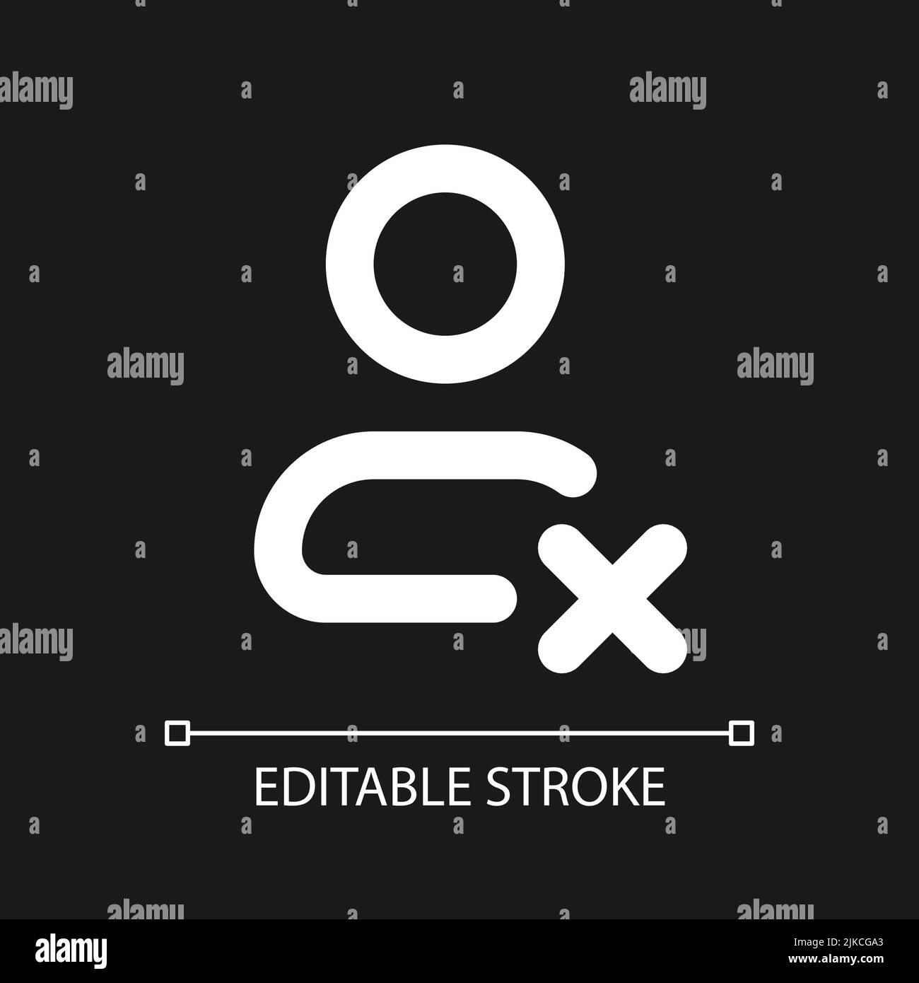 Delete contact pixel perfect white linear ui icon for dark theme Stock Vector