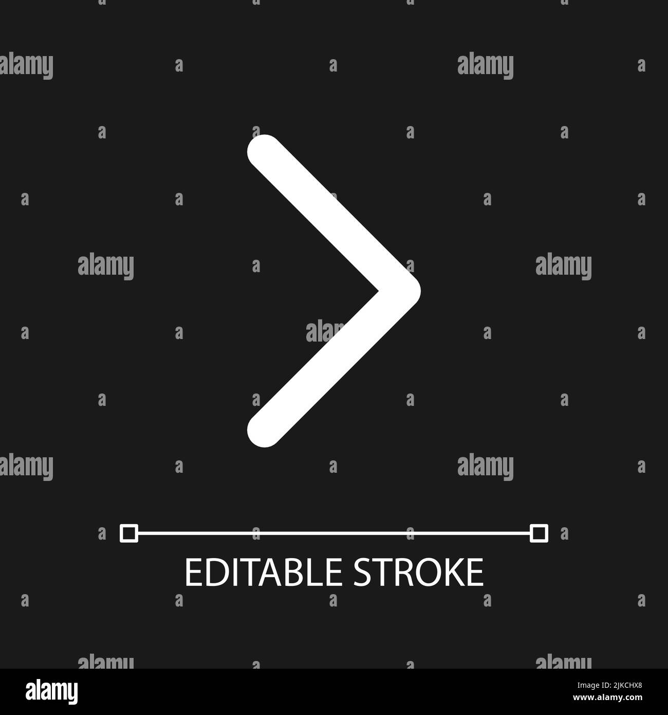 Right arrow pixel perfect white linear ui icon for dark theme Stock Vector