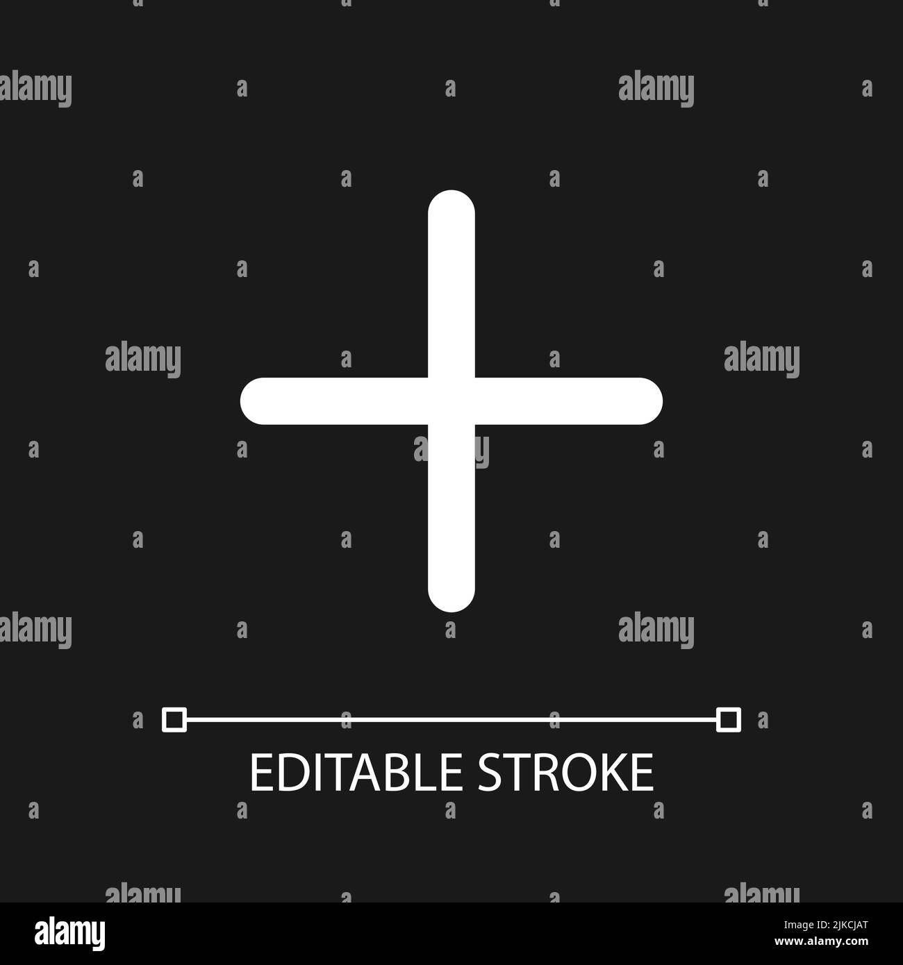 Plus pixel perfect white linear ui icon for dark theme Stock Vector