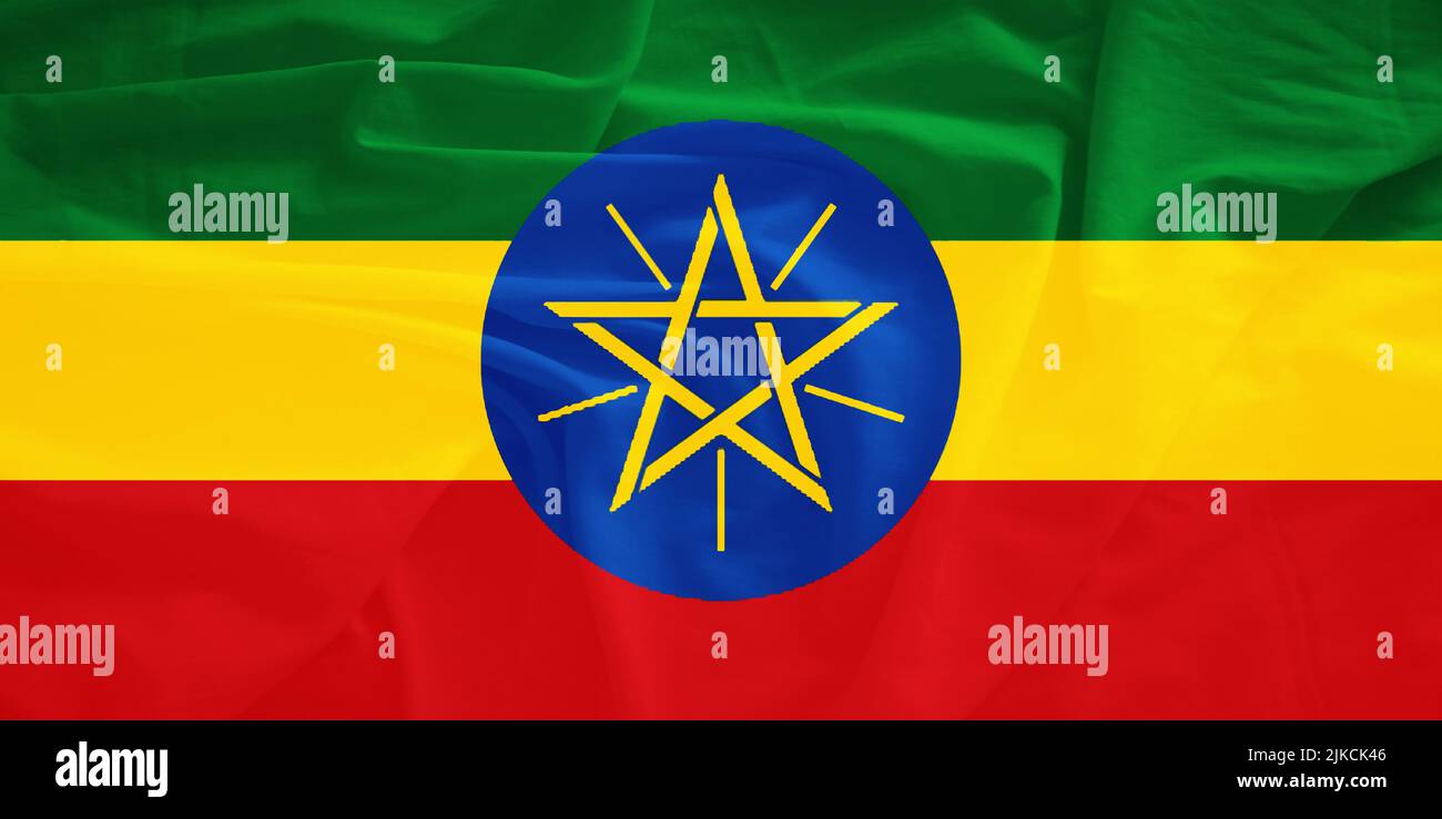 Ethiopia flag with 3d effect Stock Photo