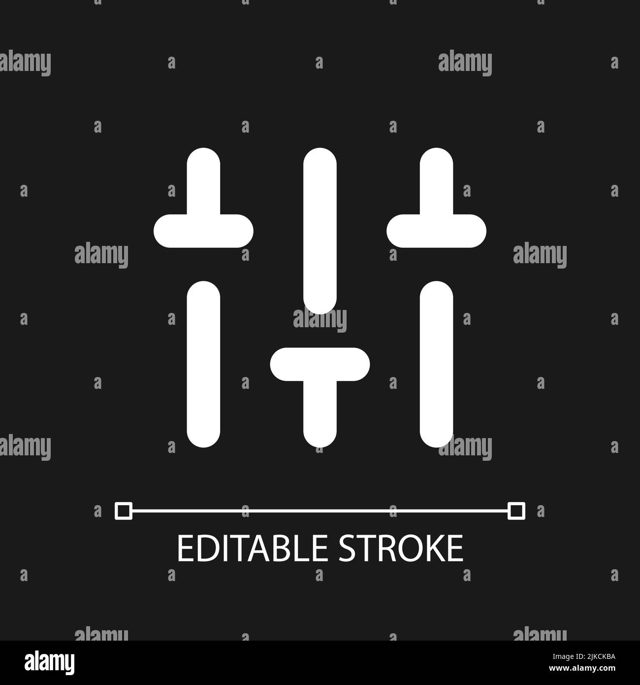 Vertical adjustment pixel perfect white linear ui icon for dark theme Stock Vector