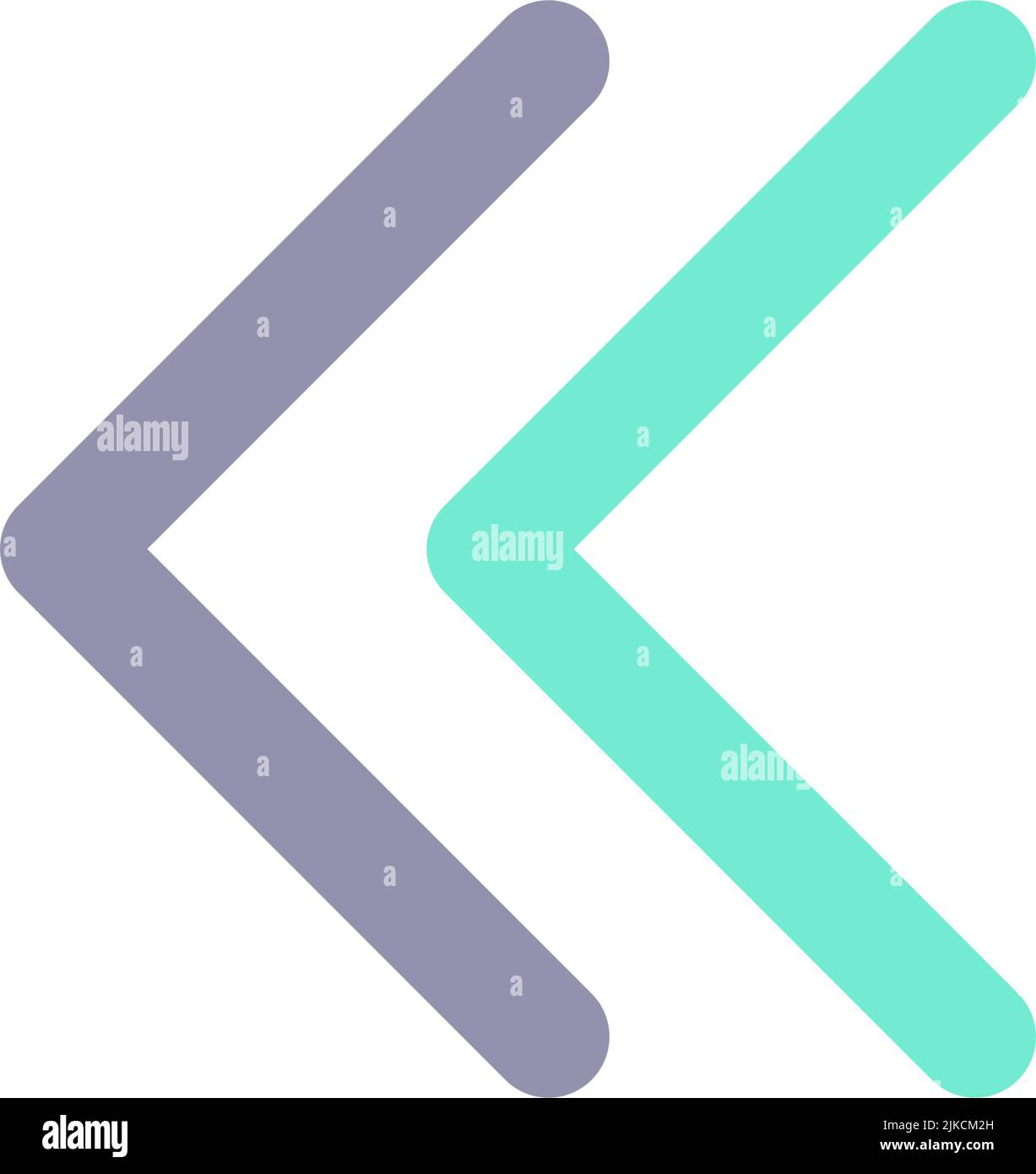 Left double arrow flat color ui icon Stock Vector