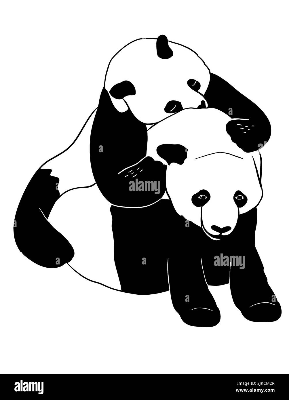 Black panda in cartoon style on white background Stock Photo - Alamy