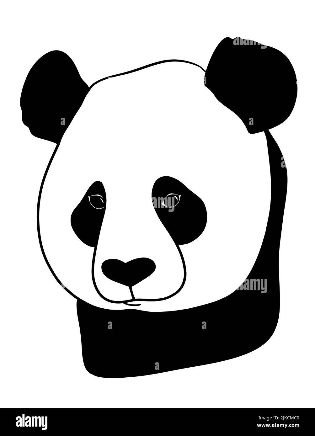Black panda in cartoon style on white background Stock Photo - Alamy
