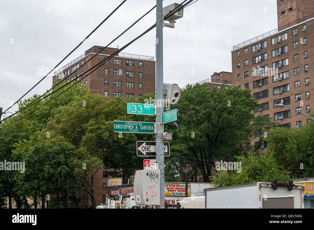 NEW YORK, NEW YORK AUGUST 1 A speed camera is positioned on a major