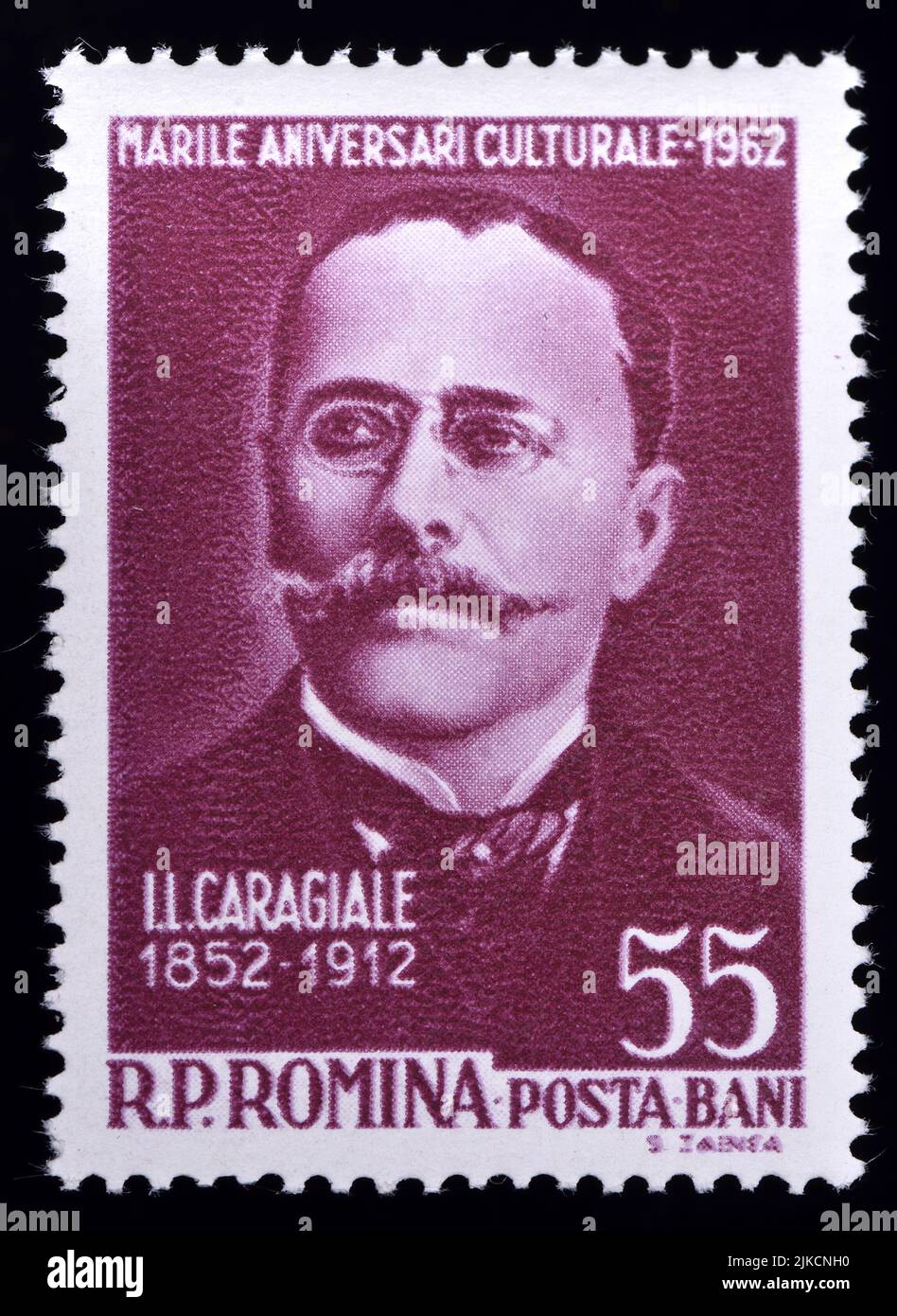 Romanian postage stamp (1962) : Ion Luca Caragiale (1852-1912) Romanian playwright, short story writer, poet, theater manager, political commentator a Stock Photo