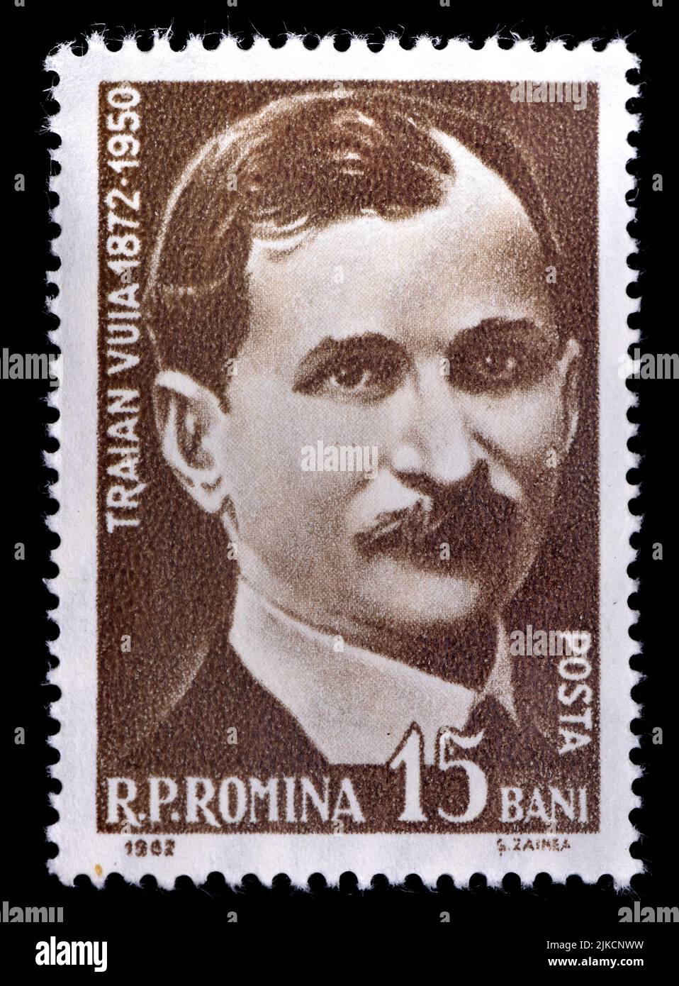 Romanian postage stamp (1962) : Traian Vuia (1872-1950) Romanian inventor and aviation pioneer Stock Photo