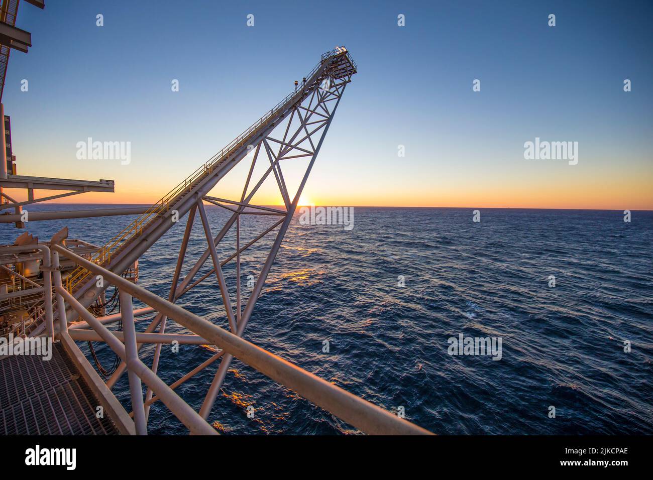Flare stack on offshore platform Stock Photo