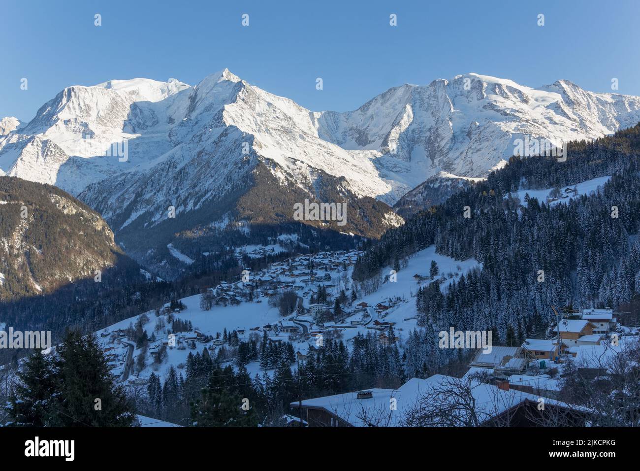 A high angle shot of the Mont Blanc mountains in the French Alps Stock ...
