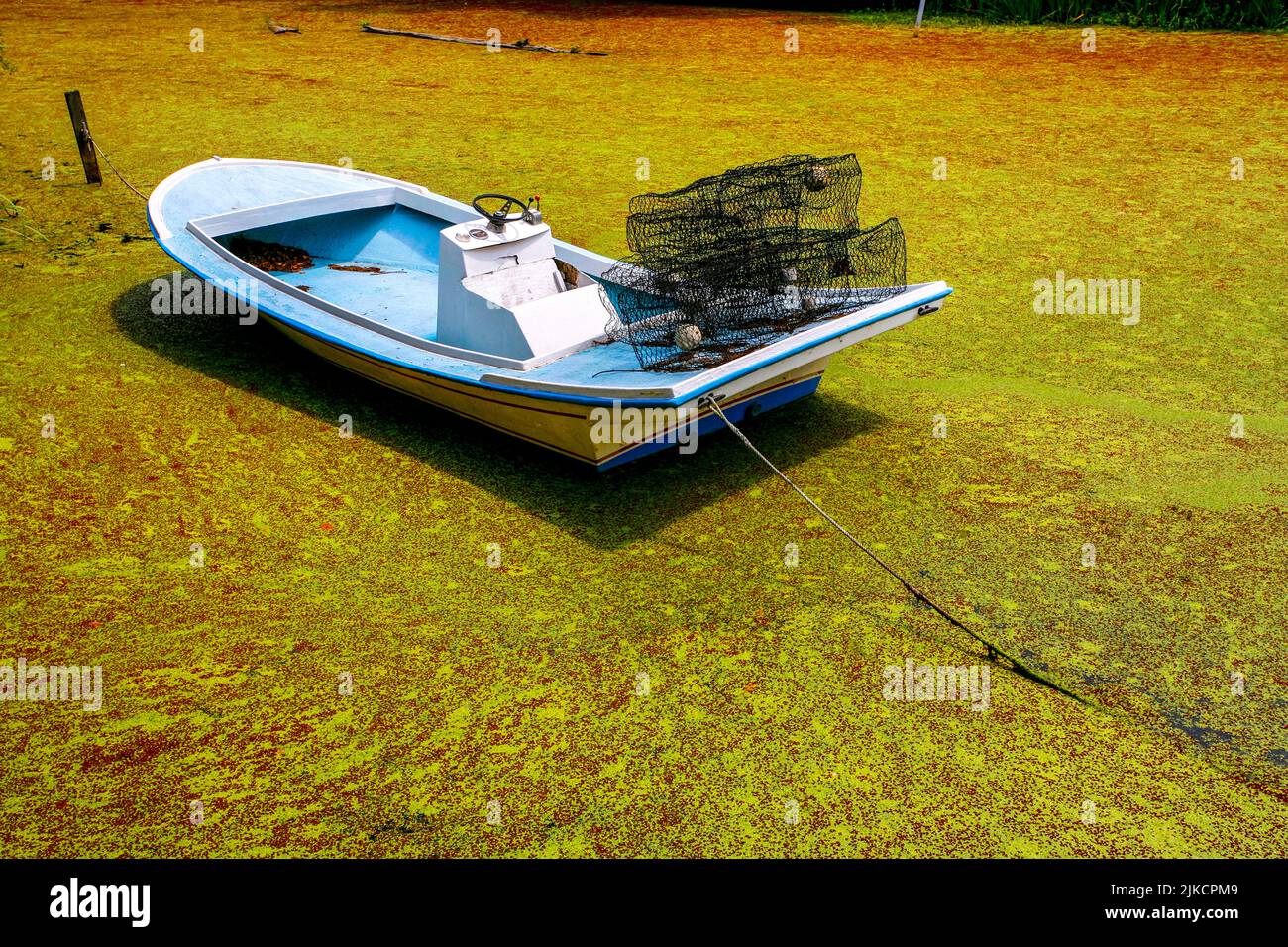 Crab boat in Houma, Louisiana in bayou Stock Photo