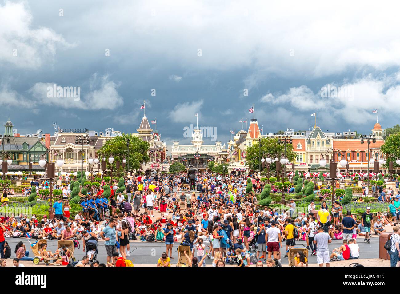 Wide angle of the crowd of people visiting the famous tourist attraction. Stock Photo