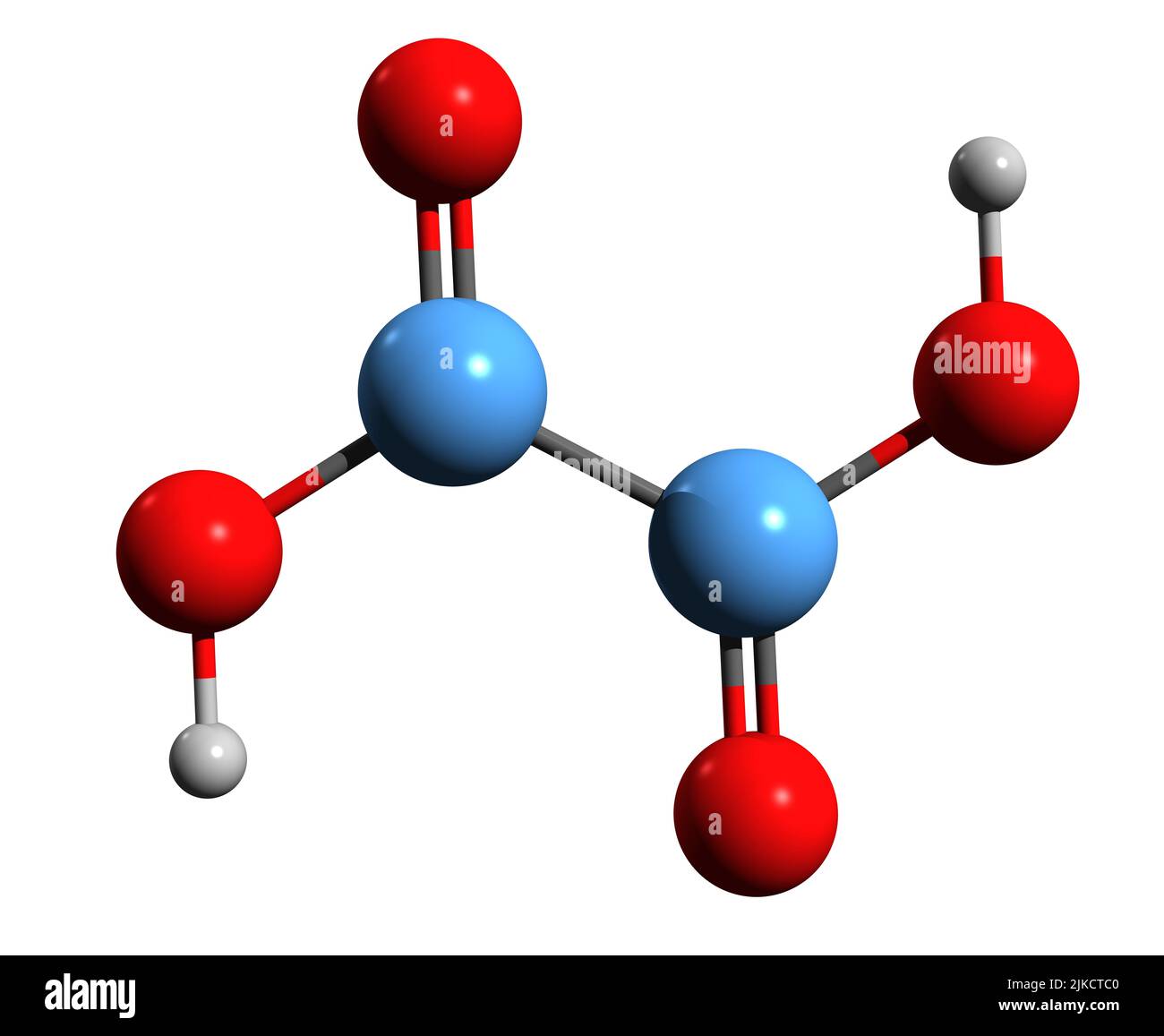 3D image of Oxalic acid skeletal formula - molecular chemical structure of  organic acid isolated on white background Stock Photo