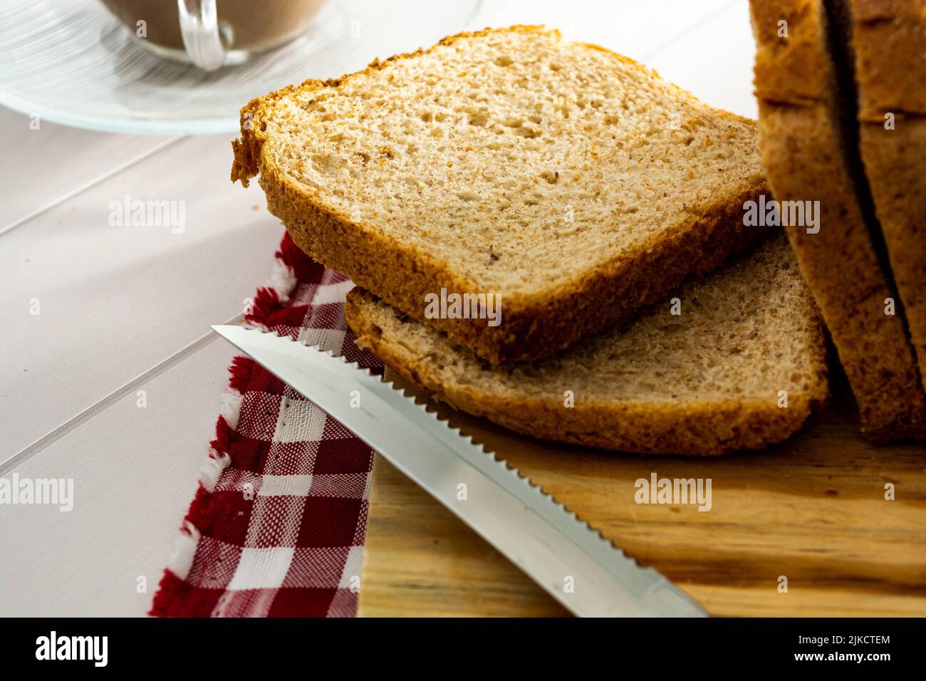 loaf bread or whole bread with natural fermentation, in a breakfast