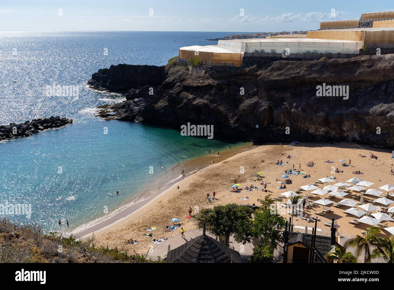 An aerial view of the sunny beach of Playa Abama, Tenerife, Canary islands Stock Photo