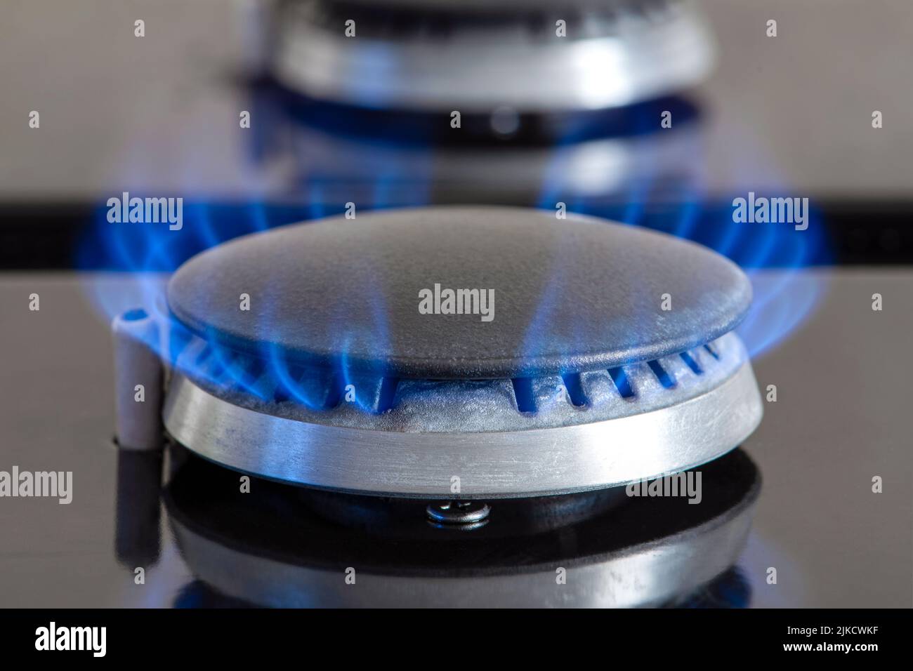 Combustion of natural gas, propane. Gas stove on a black background