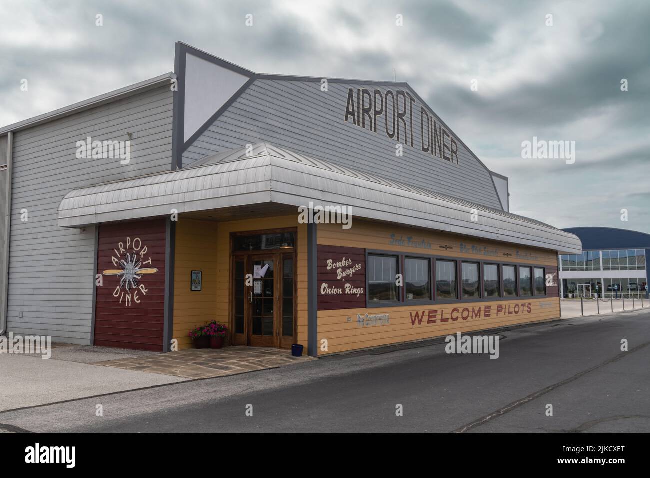 Fredericksburg, Texas - May 22, 2022: Exterior of the Airport Diner, located at the Hangar Hotel Stock Photo