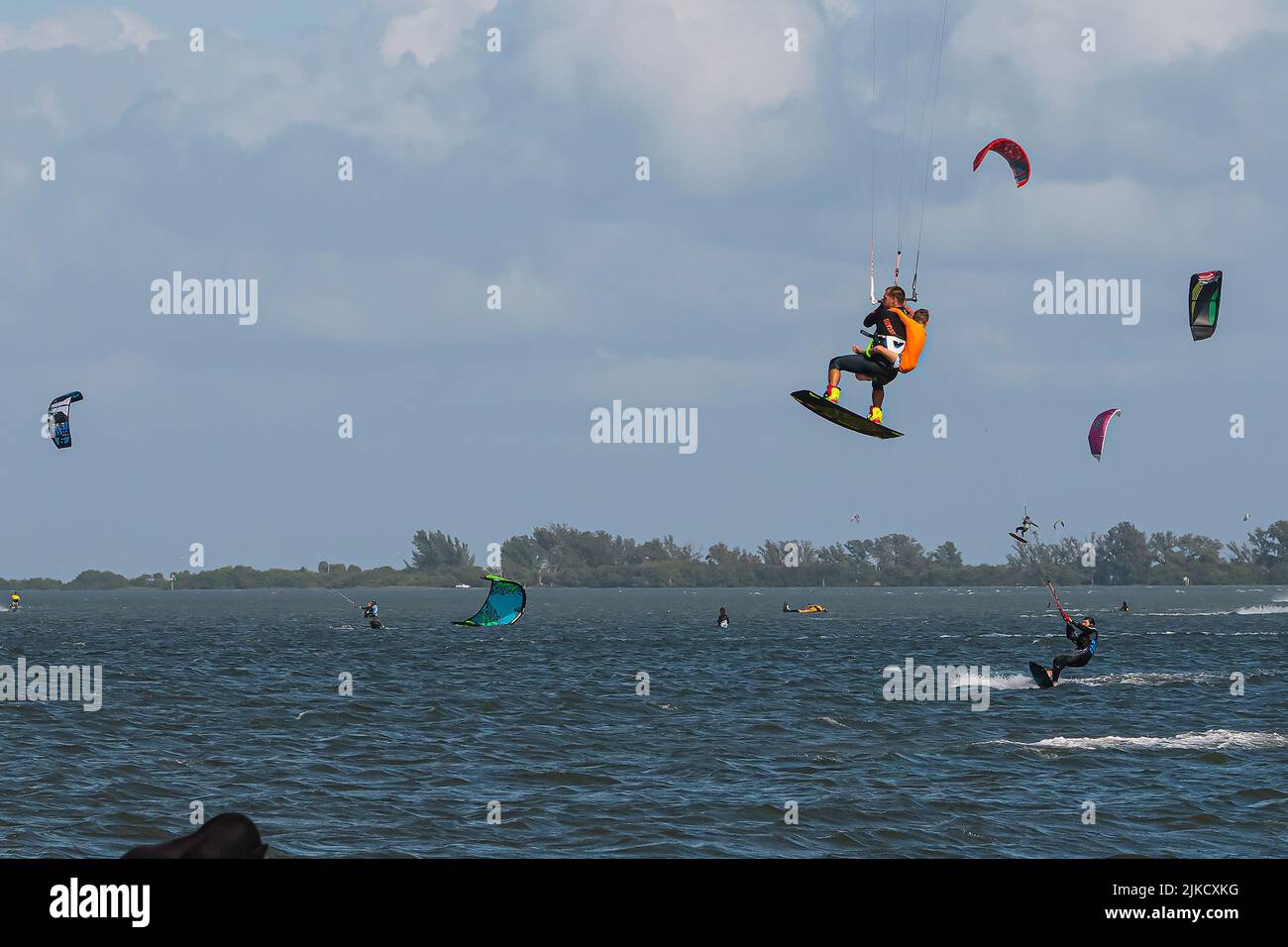 A view of the kite surfer in Tierra  Verde, United States Stock Photo