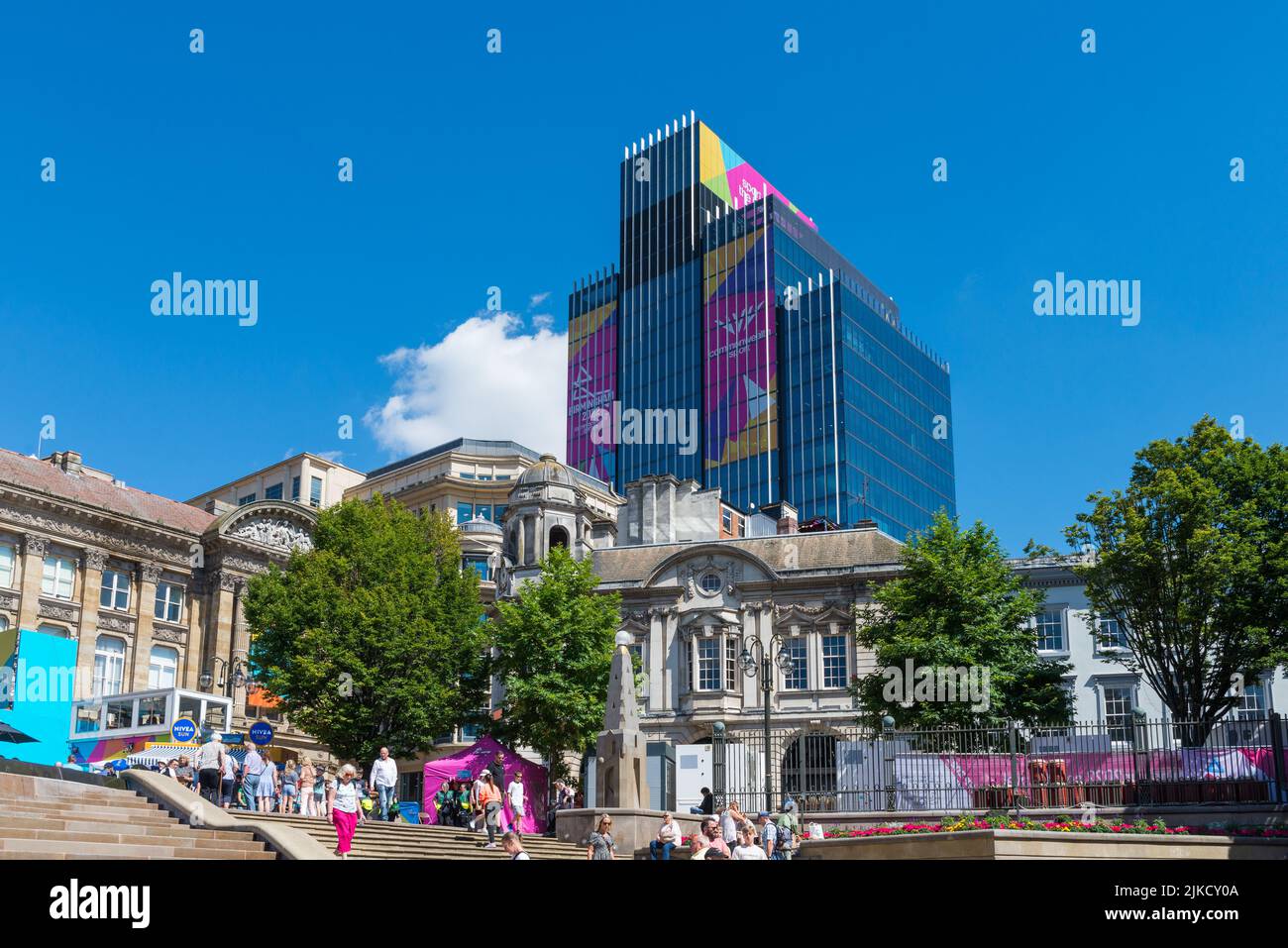 Crowds of visitors in Birmingham for the 2022 Commonwealth Games Stock Photo