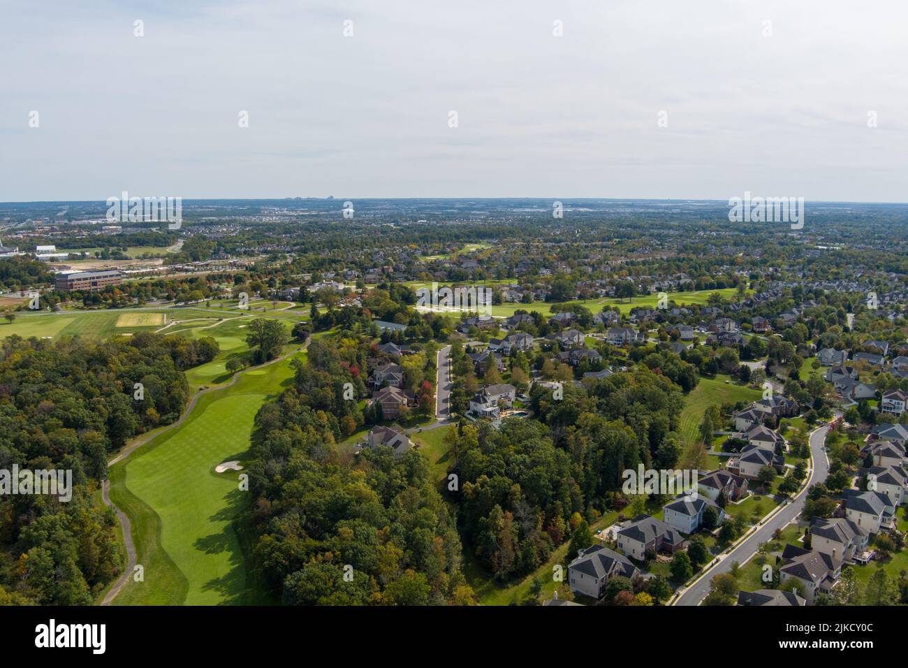 Aerial view of the Belmont Country Club neighborhood in Ashburn