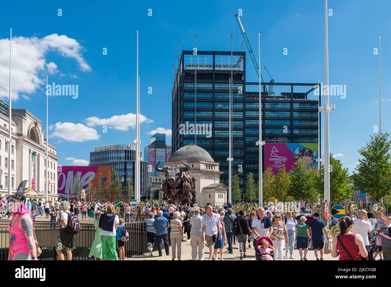 Crowds of visitors in Birmingham for the 2022 Commonwealth Games Stock Photo