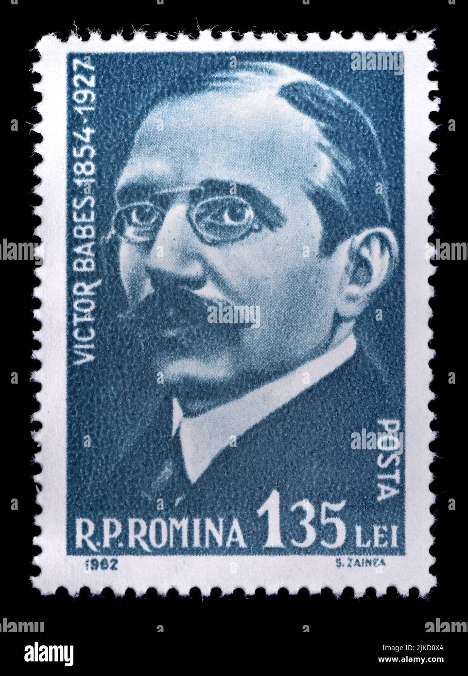 Romanian postage stamp (1962) : Victor Babes (1854-1926) Romanian physician and bacteriologist, Stock Photo
