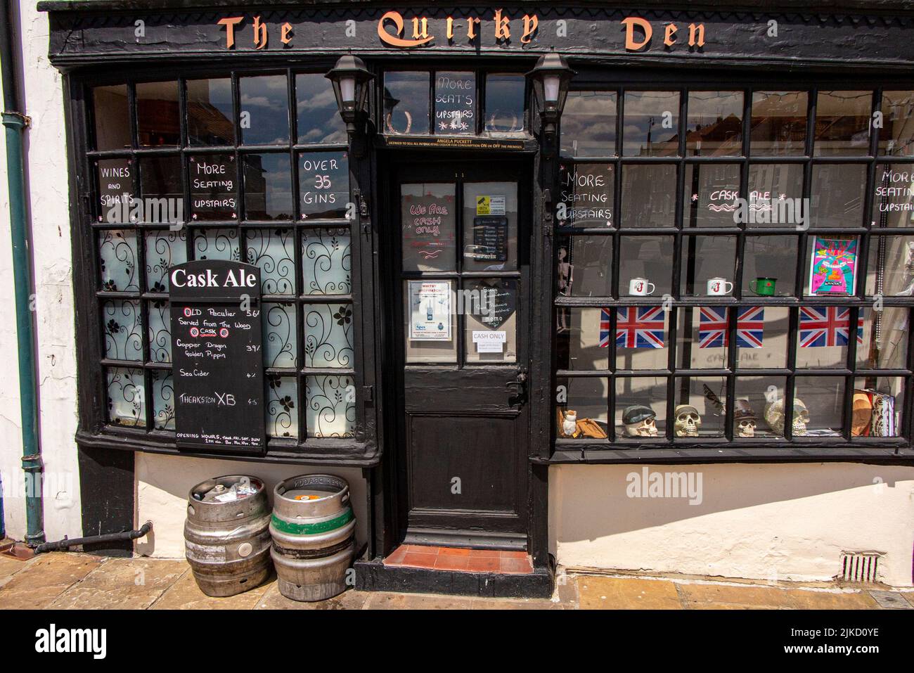 The Quirky Den pub, a traditional, old fashioned inn in Whitby, North Yorkshire Stock Photo