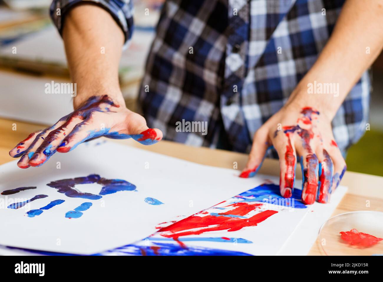 art hobby professional paint hand print project Stock Photo