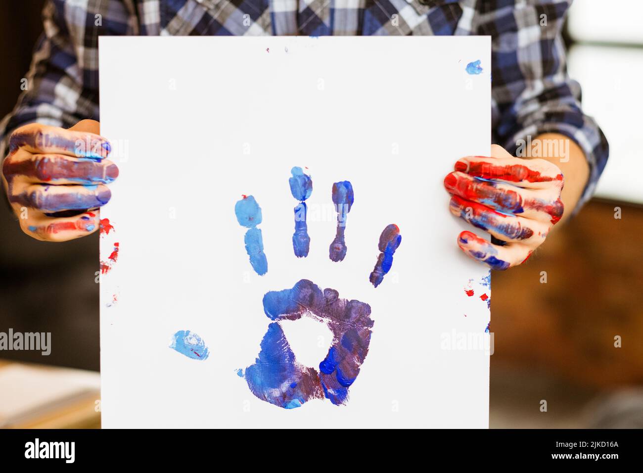 art therapy school poster hand print education Stock Photo