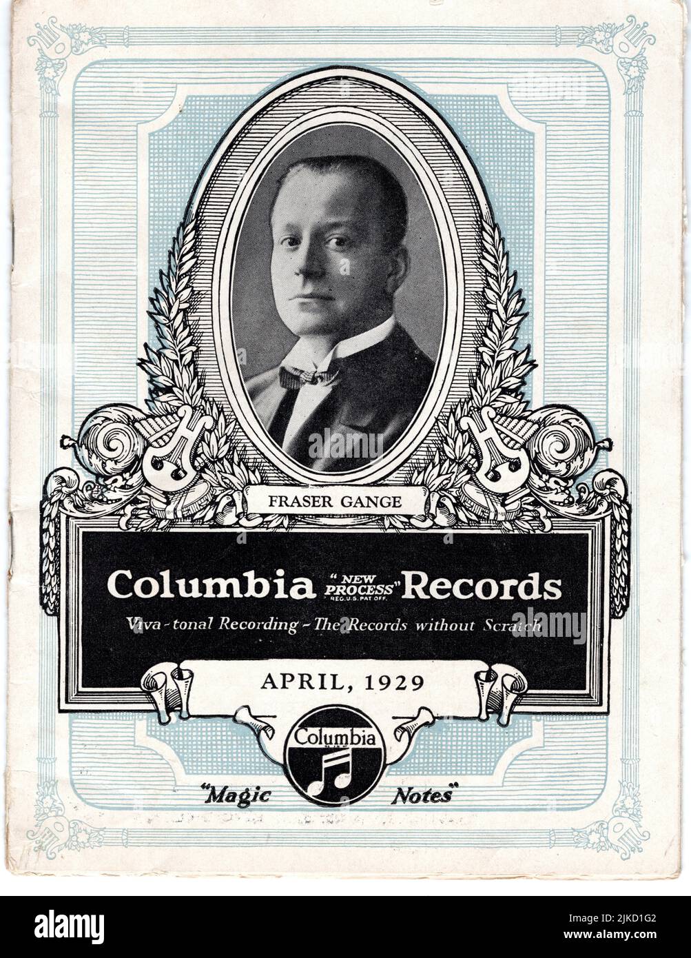 Fraser Gange, the British concert baritone, a leading artist in America since his debut in 1924, on the cover of the April 1929 Columbia Records magazine, 1886-1962. Stock Photo