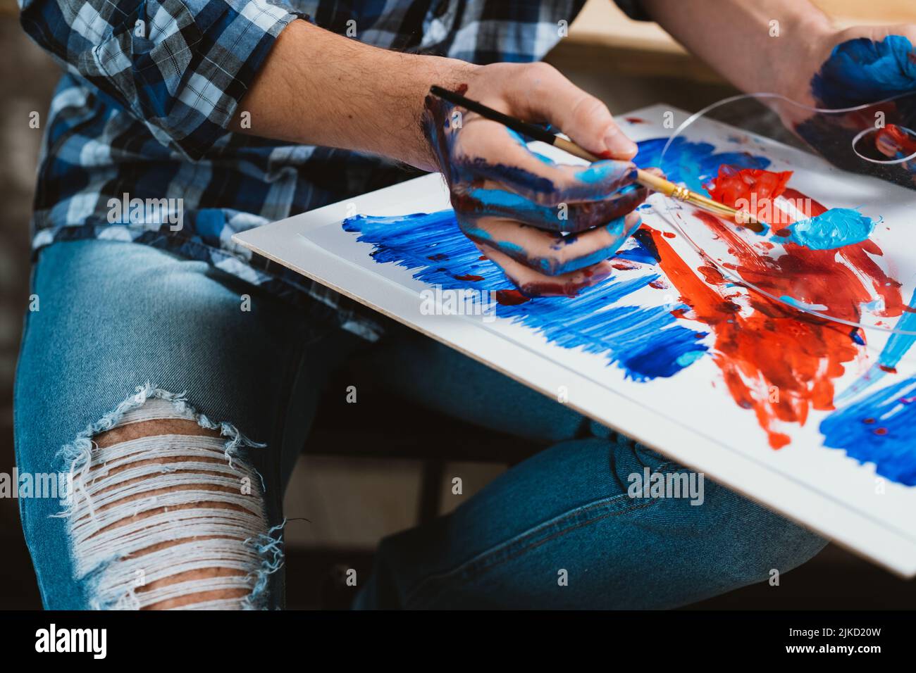 modern painter creative art working process Stock Photo