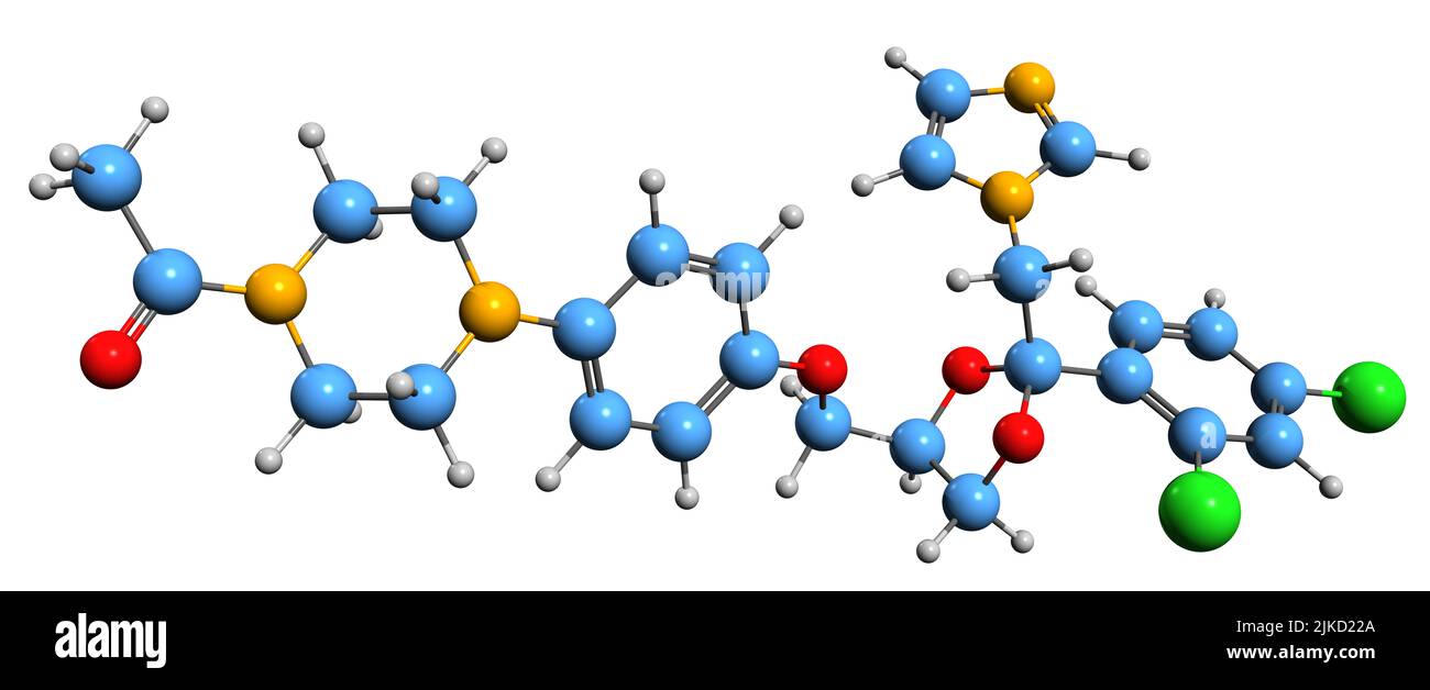 3D image of ketoconazole skeletal formula molecular chemical