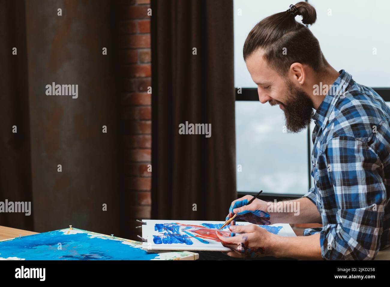 art inspiration enthusiastic painter loft studio Stock Photo Alamy