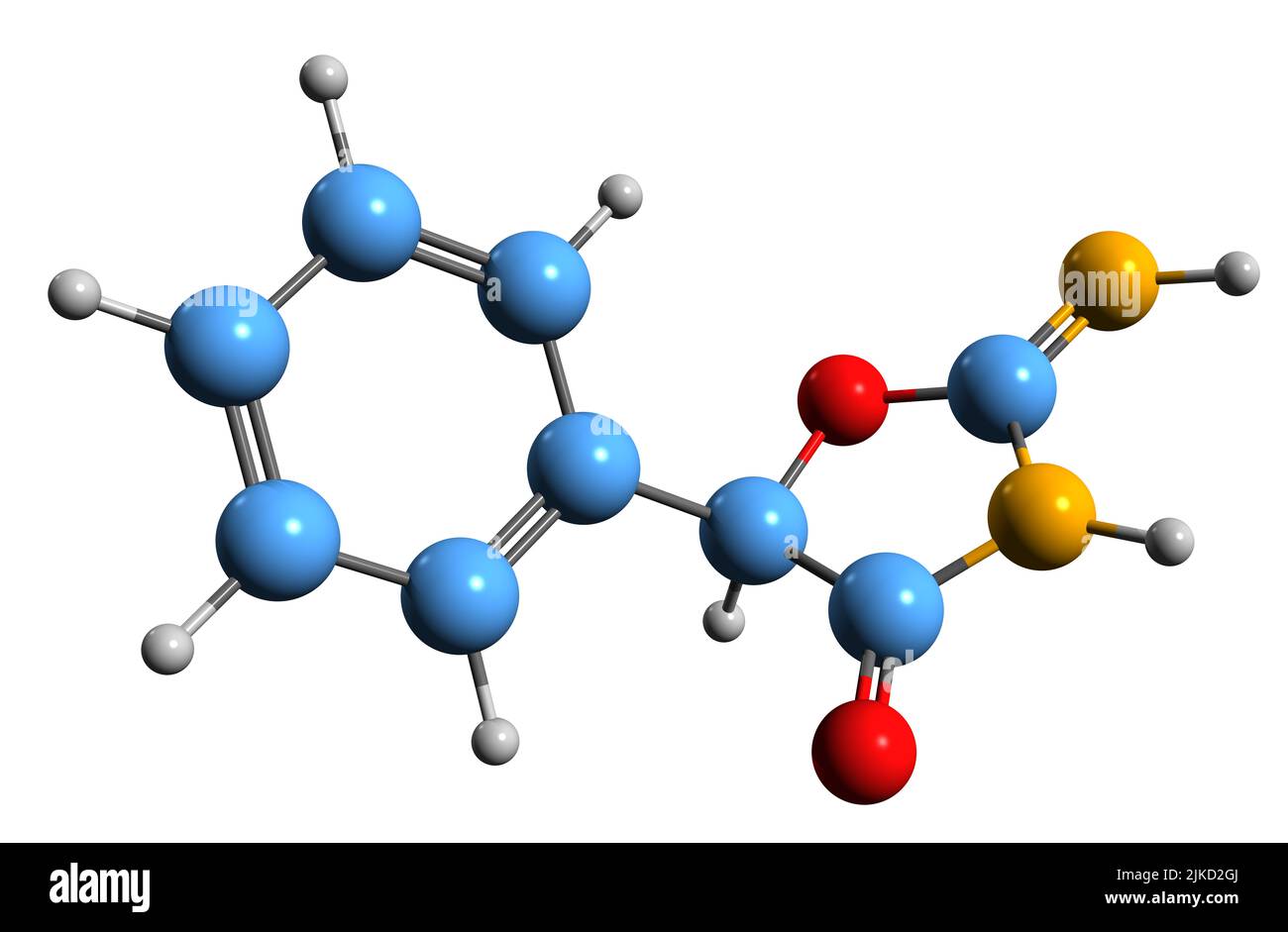 3D image of Pemoline skeletal formula - molecular chemical structure of  stimulant medication isolated on white background Stock Photo