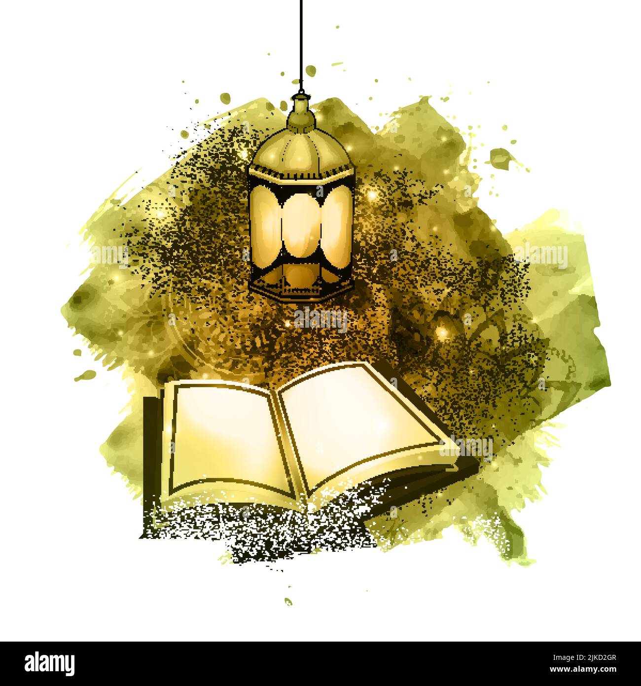 islamic-holy-book-quran-shareef-with-arabic-lantern-hang-and-green